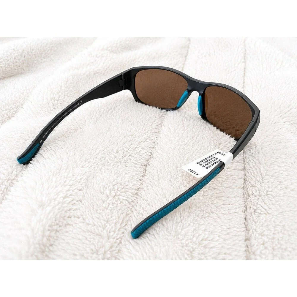 HURLEY Sunglasses Dawn Patrol Polarized Lenses Satin Black Blue Mirror 59-17-132